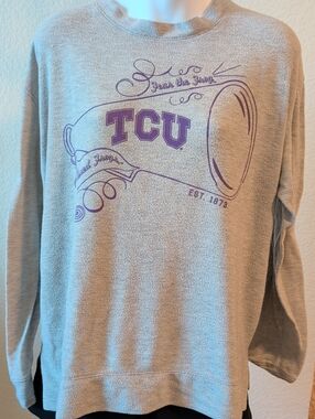 TCU Gray Crewneck Sweatshirt with Purple Graphic
